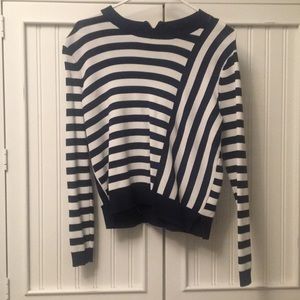 Topshop navy and white striped sweater top